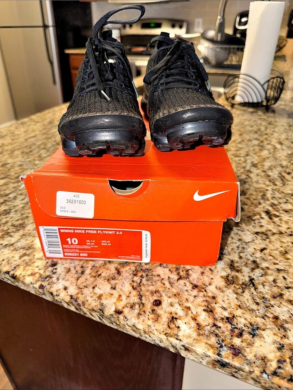 Nike Free RN Flyknit 3.0 Black US 10 Like New